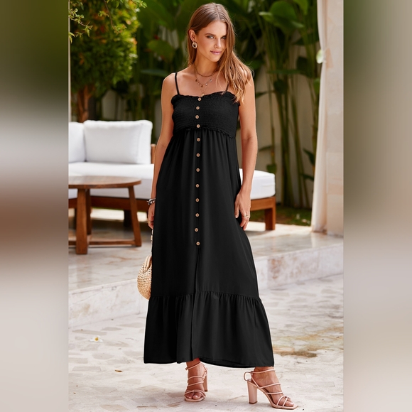 Smocked Spaghetti Strap Ruffle Hem Dress - Picture 3 of 6